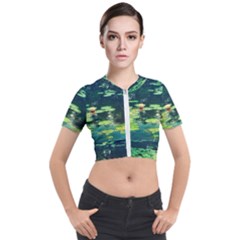 Lily Pond Ii Short Sleeve Cropped Jacket by okhismakingart