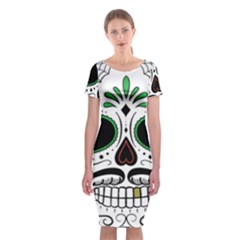 Day Of The Dead Skull Sugar Skull Classic Short Sleeve Midi Dress by Sudhe