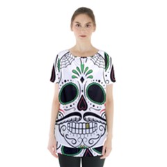 Day Of The Dead Skull Sugar Skull Skirt Hem Sports Top by Sudhe