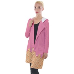 Ice Cream Pink Melting Background With Beige Cone Hooded Pocket Cardigan by genx