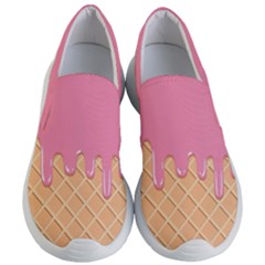 Ice Cream Pink Melting Background With Beige Cone Women s Lightweight Slip Ons by genx