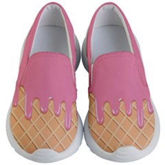 Ice Cream Pink Melting Background With Beige Cone Kids  Lightweight Slip Ons by genx
