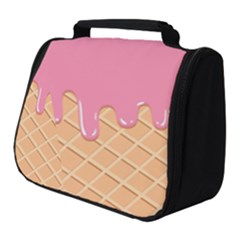 Ice Cream Pink Melting Background With Beige Cone Full Print Travel Pouch (small) by genx