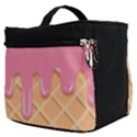 Ice Cream Pink melting background with beige cone Make Up Travel Bag (Small) View2
