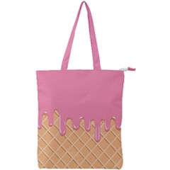 Ice Cream Pink Melting Background With Beige Cone Double Zip Up Tote Bag