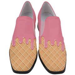 Ice Cream Pink Melting Background With Beige Cone Slip On Heel Loafers by genx