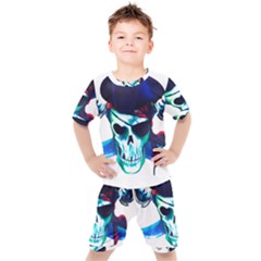 Skull Pirates Symbol Skeleton Kids  Tee And Shorts Set by Sudhe