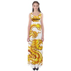 Chinese Dragon Golden Empire Waist Maxi Dress by Sudhe