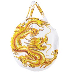 Chinese Dragon Golden Giant Round Zipper Tote by Sudhe
