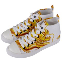 Chinese Dragon Golden Women s Mid-top Canvas Sneakers by Sudhe