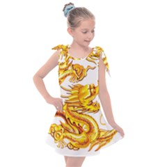 Chinese Dragon Golden Kids  Tie Up Tunic Dress by Sudhe