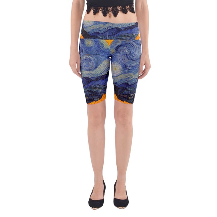 The Starry Night Starry Night Over The Rhne Pain Yoga Cropped Leggings