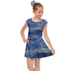 The Starry Night Starry Night Over The Rhne Pain Kids  Cap Sleeve Dress by Sudhe