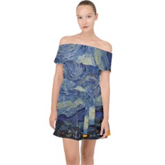 The Starry Night Starry Night Over The Rhne Pain Off Shoulder Chiffon Dress by Sudhe