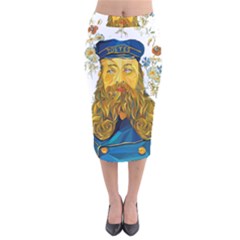 Vincent Van Gogh Cartoon Beard Illustration Bearde Velvet Midi Pencil Skirt by Sudhe