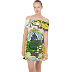 Coat Of Arms Of Maine Off Shoulder Chiffon Dress by abbeyz71