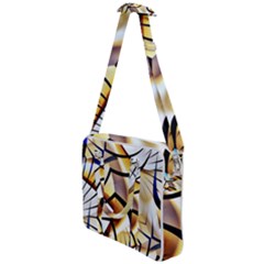 Pattern Fractal Gold Pointed Cross Body Office Bag by Pakrebo