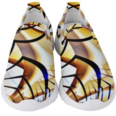 Pattern Fractal Gold Pointed Kids  Slip On Sneakers by Pakrebo