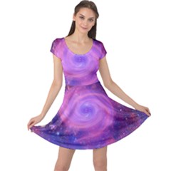 Spiral Strudel Galaxy Eddy Fractal Cap Sleeve Dress by Pakrebo