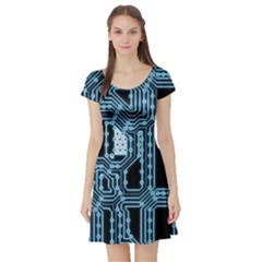 Circuit Pcb Tile Tiling Computer Short Sleeve Skater Dress