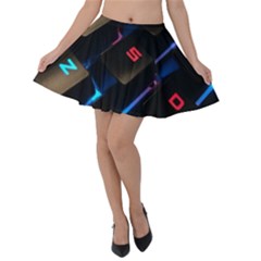 Keyboard Gamer Computer Technology Velvet Skater Skirt by Pakrebo