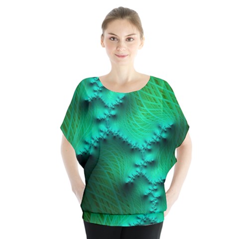 Fractal Maths Design Backdrop Batwing Chiffon Blouse by Pakrebo