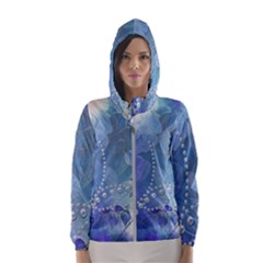 Wonderful Floral Design With Pearls Women s Hooded Windbreaker by FantasyWorld7
