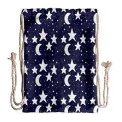 Starry Night Cartoon Print Pattern Drawstring Bag (large)