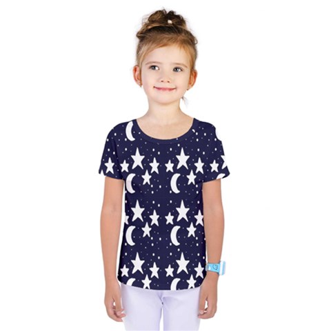 Starry Night Cartoon Print Pattern Kids  One Piece Tee by dflcprintsclothing