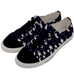 Starry Night Cartoon Print Pattern Men s Low Top Canvas Sneakers by dflcprintsclothing