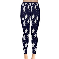 Starry Night Cartoon Print Pattern Inside Out Leggings by dflcprintsclothing