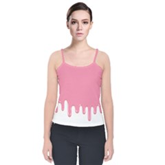 Ice Cream Pink Melting Background Velvet Spaghetti Strap Top by genx