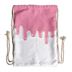 Ice Cream Pink Melting Background Bubble Gum Drawstring Bag (large)