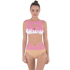 Ice Cream Pink Melting Background Bubble Gum Bandaged Up Bikini Set 