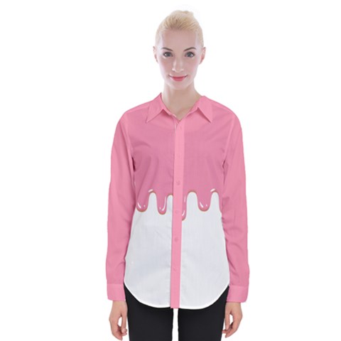 Ice Cream Pink Melting Background Bubble Gum Womens Long Sleeve Shirt by genx