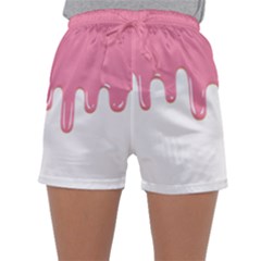 Ice Cream Pink Melting Background Bubble Gum Women s Satin Sleepwear Shorts by genx