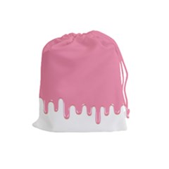 Ice Cream Pink Melting Background Bubble Gum Drawstring Pouch (large) by genx