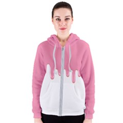 Ice Cream Pink Melting Background Bubble Gum Women s Zipper Hoodie by genx