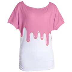 Ice Cream Pink Melting Background Bubble Gum Women s Oversized Tee by genx