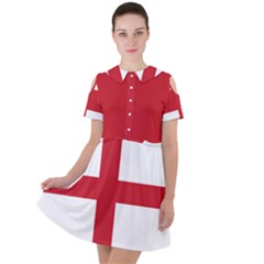 Flag Of England Short Sleeve Shoulder Cut Out Dress  by abbeyz71