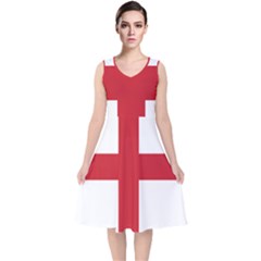 Flag Of England V-neck Midi Sleeveless Dress  by abbeyz71