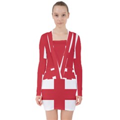 Flag Of England V-neck Bodycon Long Sleeve Dress by abbeyz71