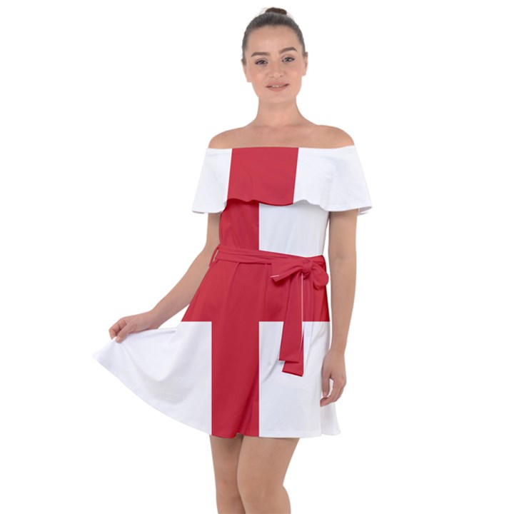 Flag of England Off Shoulder Velour Dress