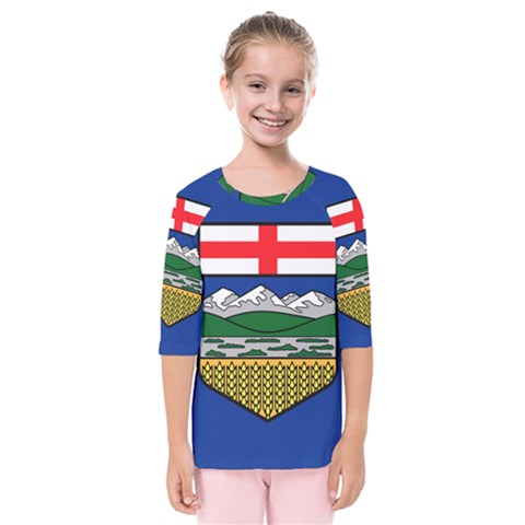 Flag Of Alberta Kids  Quarter Sleeve Raglan Tee by abbeyz71