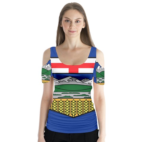 Flag Of Alberta Butterfly Sleeve Cutout Tee  by abbeyz71