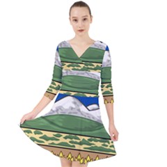 Provincial Shield of Alberta Quarter Sleeve Front Wrap Dress