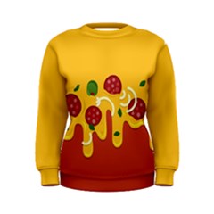 Pizza Topping Funny Modern Yellow Melting Cheese And Pepperonis Women s Sweatshirt by genx