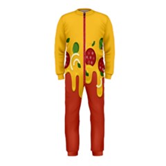 Pizza Topping Funny Modern Yellow Melting Cheese And Pepperonis Onepiece Jumpsuit (kids) by genx