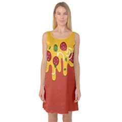 Pizza Topping Funny Modern Yellow Melting Cheese And Pepperonis Sleeveless Satin Nightdress by genx