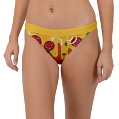 Pizza Topping Funny Modern Yellow Melting Cheese And Pepperonis Band Bikini Bottom by genx